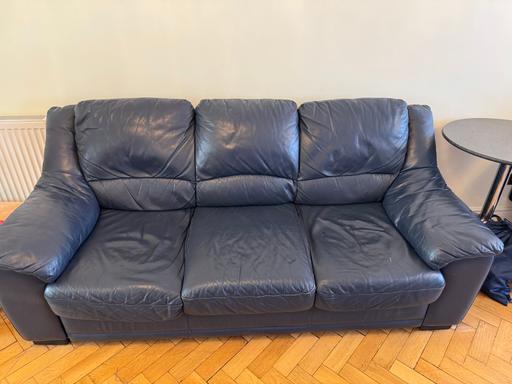 Buy & Sell Perivale Ealing - Photos for Navy Blue Leather Sofa 3 seater