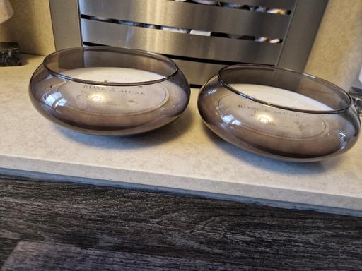 Buy & Sell Scholes Rotherham - Photos for 2 new large round grey glass candles