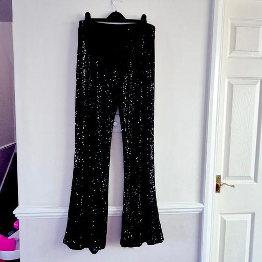 Buy & Sell Sunbury-on-Thames Spelthorne - Photos for FEATHER & BONE Black Sequin Flared Trousers