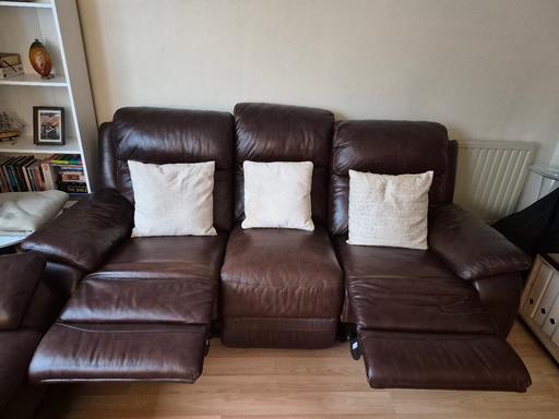 Buy & Sell Abbey Wood South East London - Photos for Harveys Leather brown recliner sofa x2