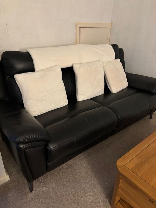 Buy & Sell Minworth Birmingham - Photos for Black leather sofa set, 3 piece, excellent