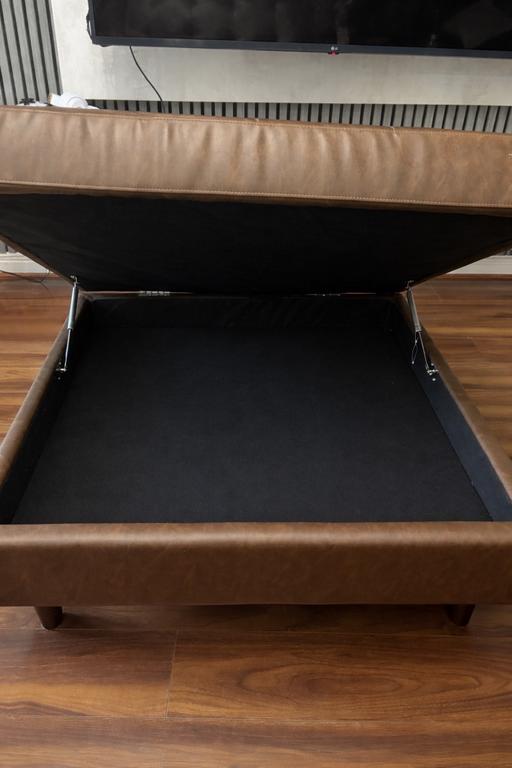 Buy & Sell Crumpsall Manchester - Photos for Brown Leather Storage Ottoman / Footstool