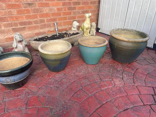Buy & Sell Essington Wolverhampton - Photos for 4 large green and blue glazed plant pots