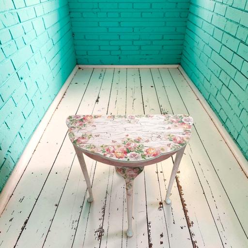 Buy & Sell Lancing Adur - Photos for Floral Bouquest Demi Lune Decoupaged Table