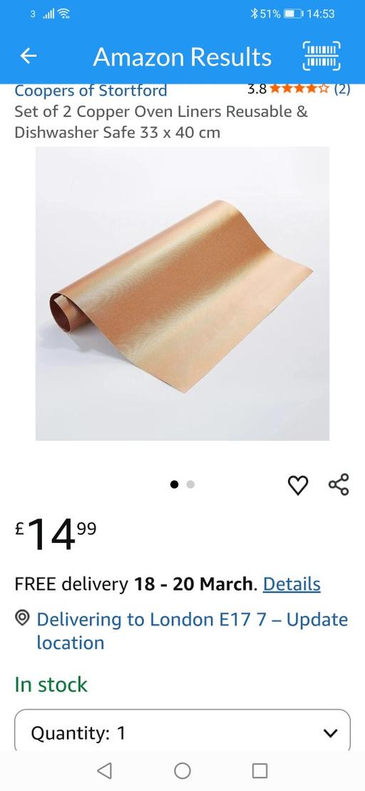 Buy & Sell Moseley Village Wolverhampton - Photos for New PK of 2 copper infused oven liners