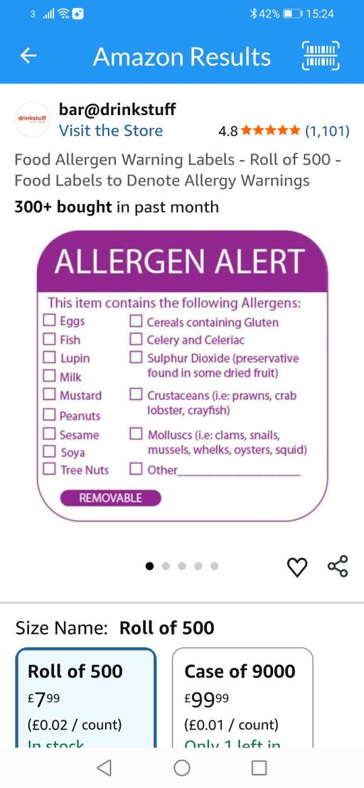 Buy & Sell Heath Town Wolverhampton - Photos for New box 500 Allergen alert labels