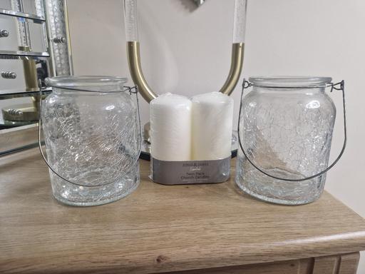 Buy & Sell Scholes Rotherham - Photos for 2 crackeld glass lanterns & 2 new candles