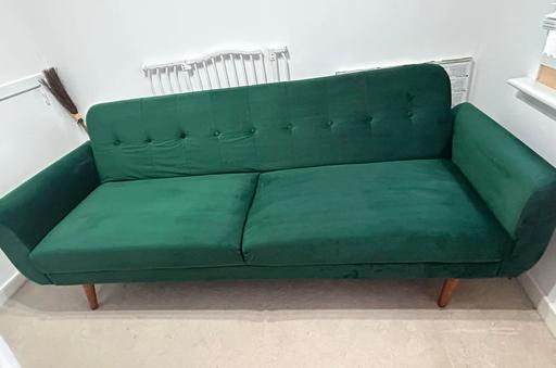 Buy & Sell Cambuslang South Lanarkshire - Photos for Green Velvet Sofa Bed + Footstool
