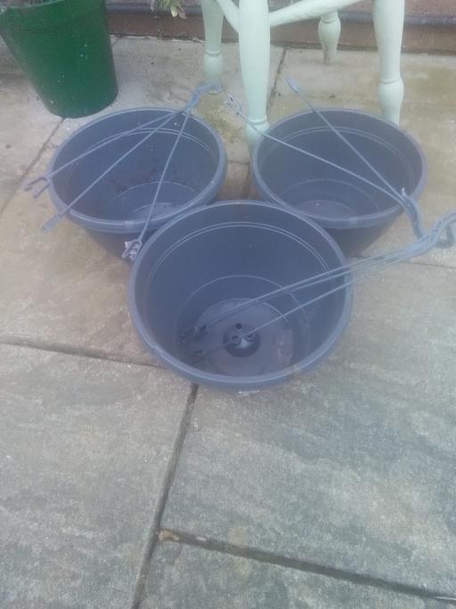Buy & Sell Streetly Walsall - Photos for THREE GREY HANGING BASKETS WITH HOOKS