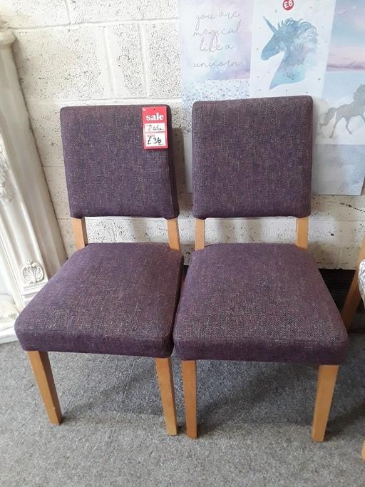 Buy & Sell Saint Pauls Trading Estate Tameside - Photos for 2 oak purple fabric dining chairs £36 PAIR