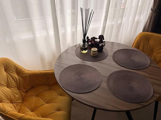 Buy & Sell Walsall Town Centre Walsall - Photos for Dining table with two satin yellow chairs
