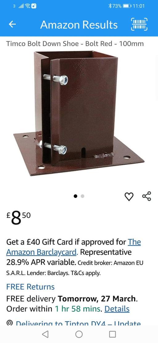 Buy & Sell Heath Town Wolverhampton - Photos for New Timco bolt down shoe 100x100mm