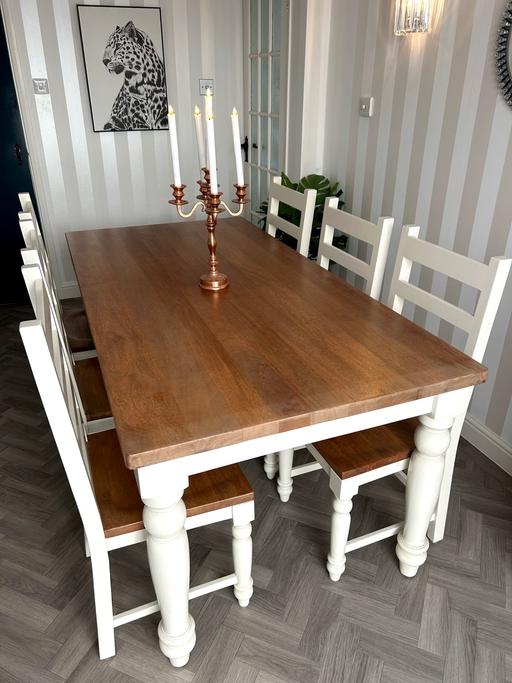 Buy & Sell Chatham Medway - Kent - Photos for Cream & Wood Dining Table with 6 Chairs