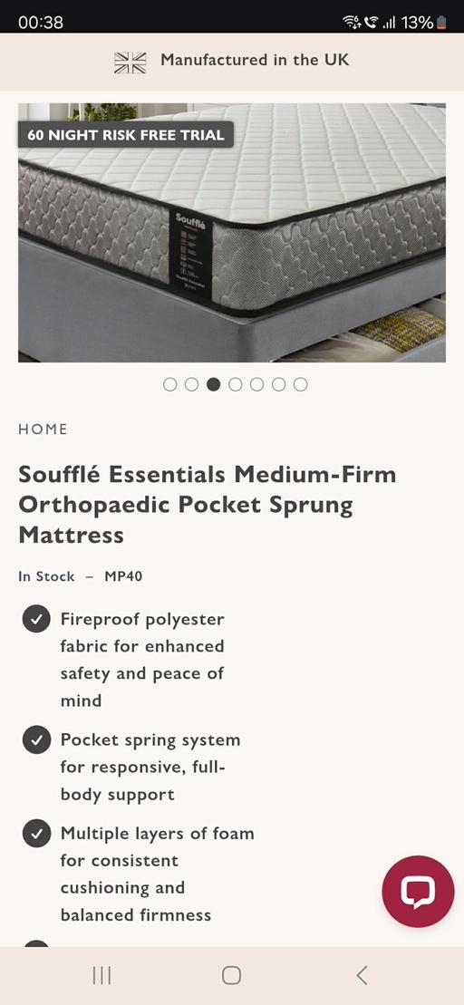 Buy & Sell Hurst Green Dudley - Photos for Soufflé Essentials 4ft 6 double mattress