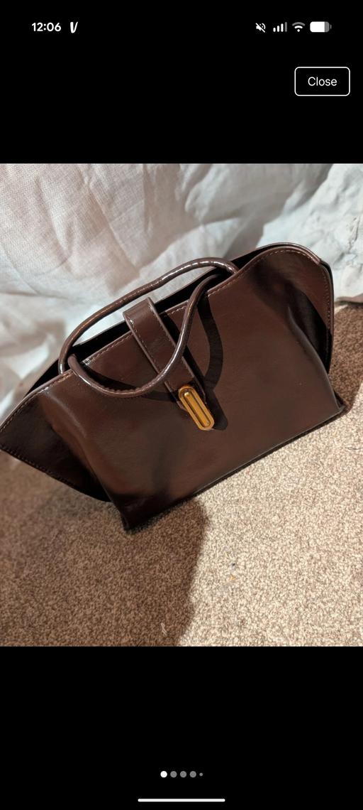 Buy & Sell Market Drayton Shropshire - Photos for Brown Leather Handbag Top Handle Tote Bag Det