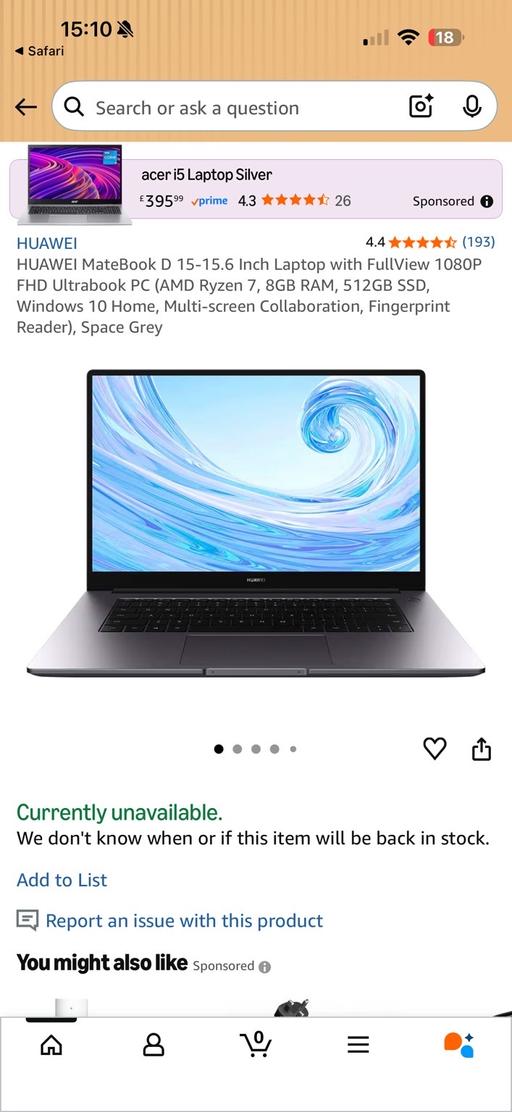 Buy & Sell Colyers South East London - Photos for Huawei Matebook D15 2021