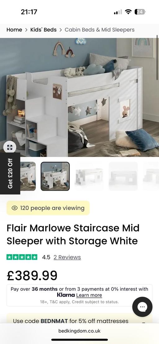 Buy & Sell Bollington Cheshire East - Photos for Childrens bed - Flair Marlowe Mid Sleeper