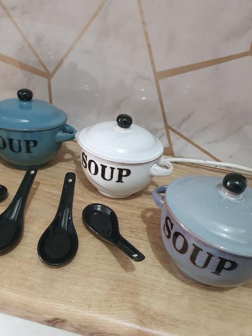Buy & Sell Greenwich South East London - Photos for Ceramic Soup Bowls with lids and spoons