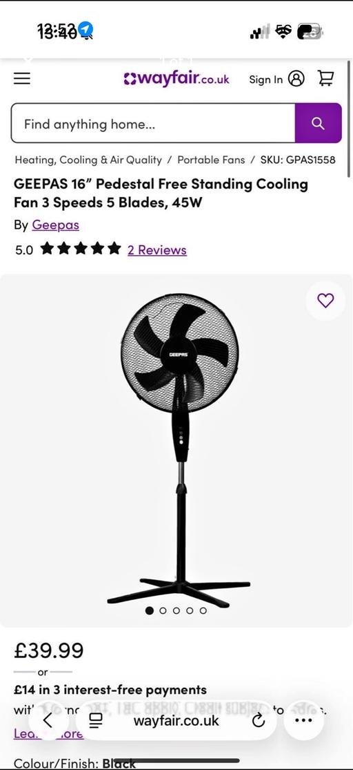 Buy & Sell Grenoside Sheffield - Photos for Standing 16 inch cooling Fan