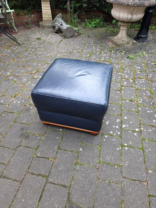 Buy & Sell Holly Hall Dudley - Photos for BLUE LEATHER POUFFE/ FOOTSTOOL