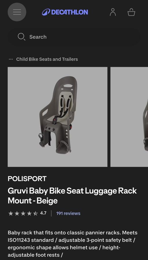 Buy & Sell Nine Elms South West London - Photos for childs bike seat