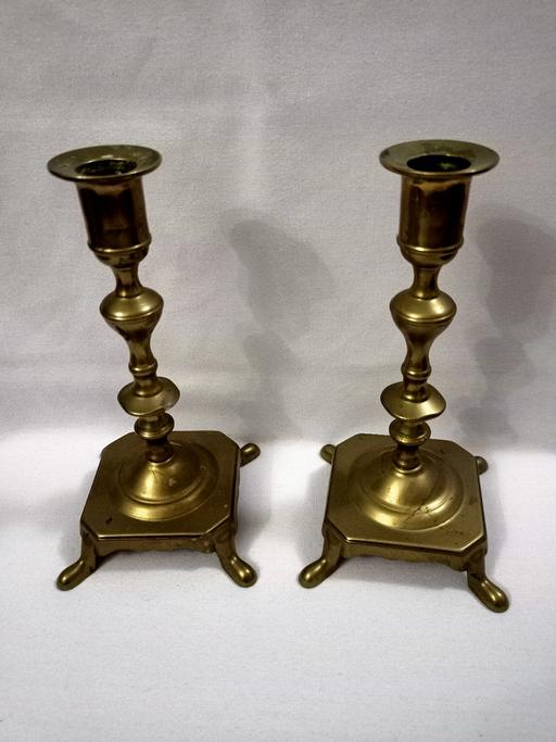 Buy & Sell Hall Green Birmingham - Photos for PAIR OF VINTAGE BRASS FOOTED CANDLESTICKS.