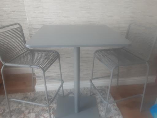 Buy & Sell Bolton-Upon-Dearne Barnsley - Photos for grey metal table &2 tall chairs