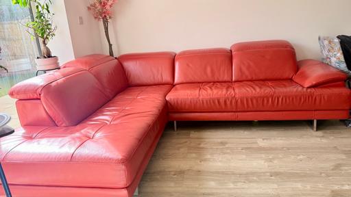 Buy & Sell Hackbridge Sutton - Photos for Luxury Red Leather Corner Sofa L-Shape