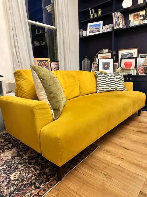 Buy & Sell Wanstead East London - Photos for Mustard Velvet Sofa (Swyft)- Great condition