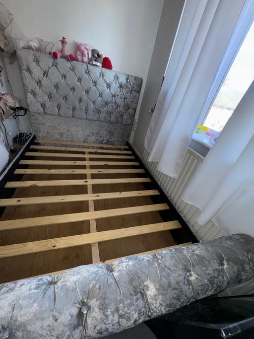 Buy & Sell Yardley Birmingham - Photos for Double bed frame- silver crushed velvet