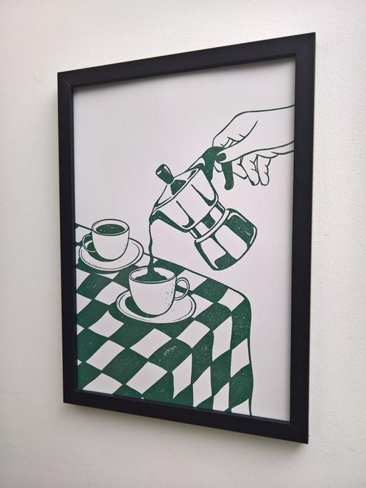 Buy & Sell - Photos for Green moka pot coffee poster A4 framed