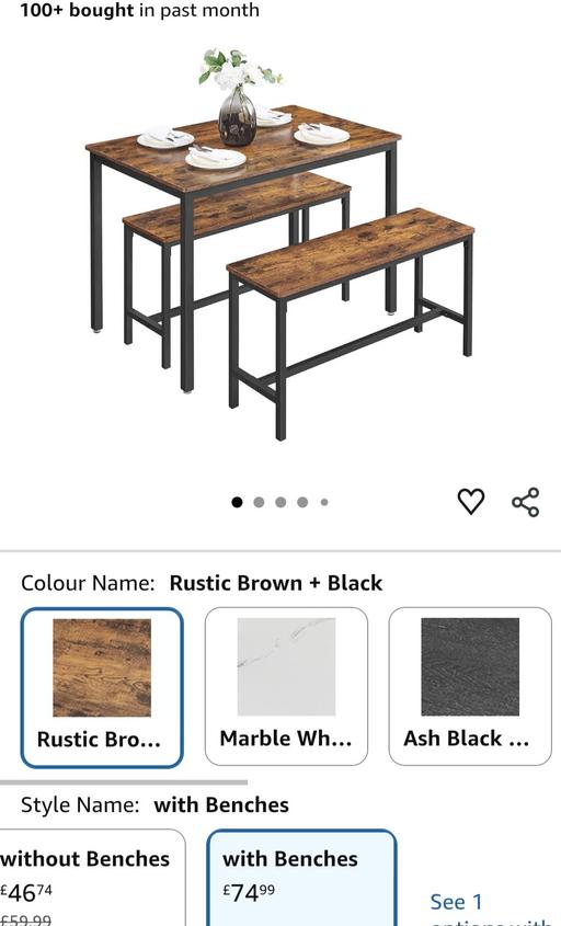 Buy & Sell Smethwick Sandwell - Photos for brand new 4 seater dining table with 2 bench