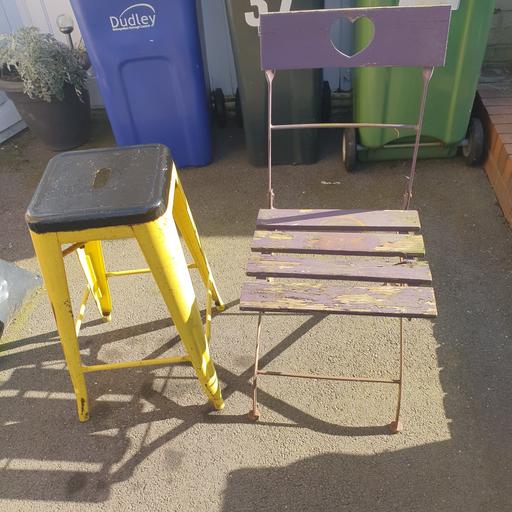 Buy & Sell Pensnett Dudley - Photos for 26 inch Metal Stool & 3ft Metal Garden Chair