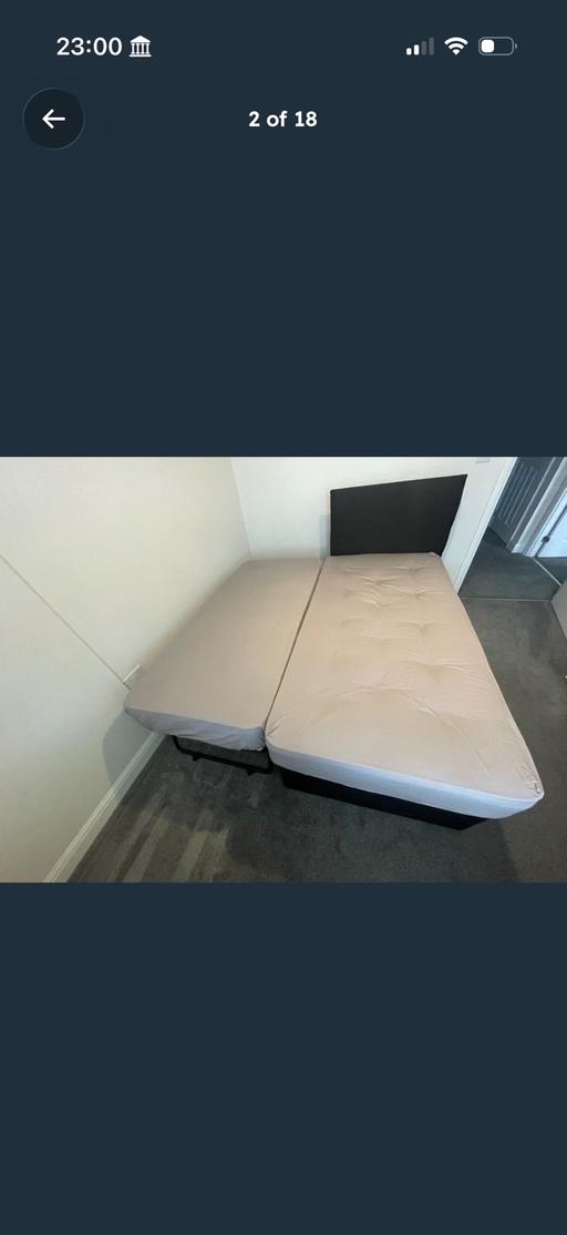 Buy & Sell Wilby North Northamptonshire - Photos for Single bed Trundle black fabric cream mattess
