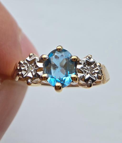 Buy & Sell Cobham Elmbridge - Photos for 9K Yellow Gold London Blue Topaz & Diamond St