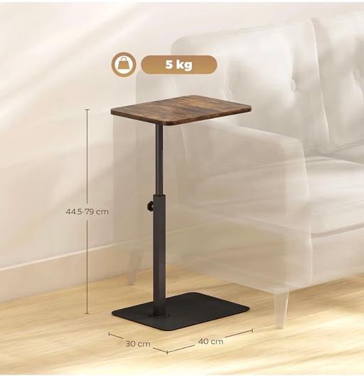 Buy & Sell Cubitt Town East London - Photos for Adjustable Rustic Brown C-Shaped Side Table