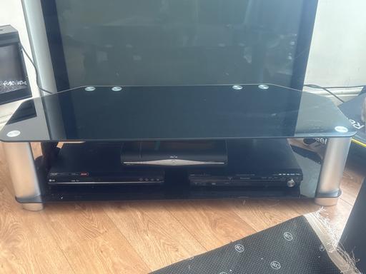 Buy & Sell Moss Side Manchester - Photos for 60” tv stand black glass with free sky+ box 