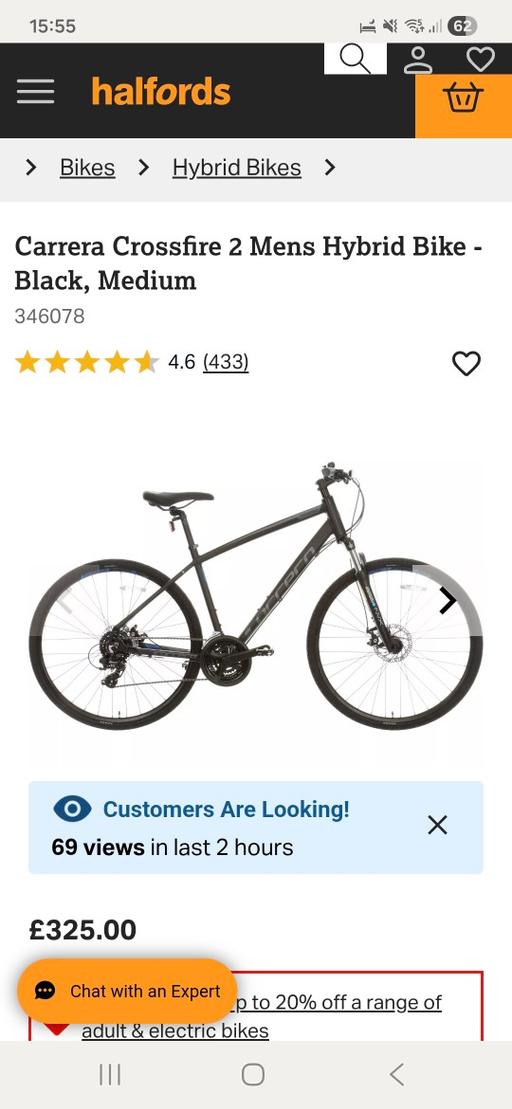 Buy & Sell Windmill Hill Halton - Photos for Carrera Crossfire 2 Mens Hybrid Bike - Black,