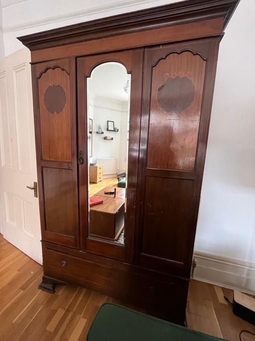 Buy & Sell Baker Street North West London - Photos for Vintage Solid Wood Wardrobe with Mirror 🤎