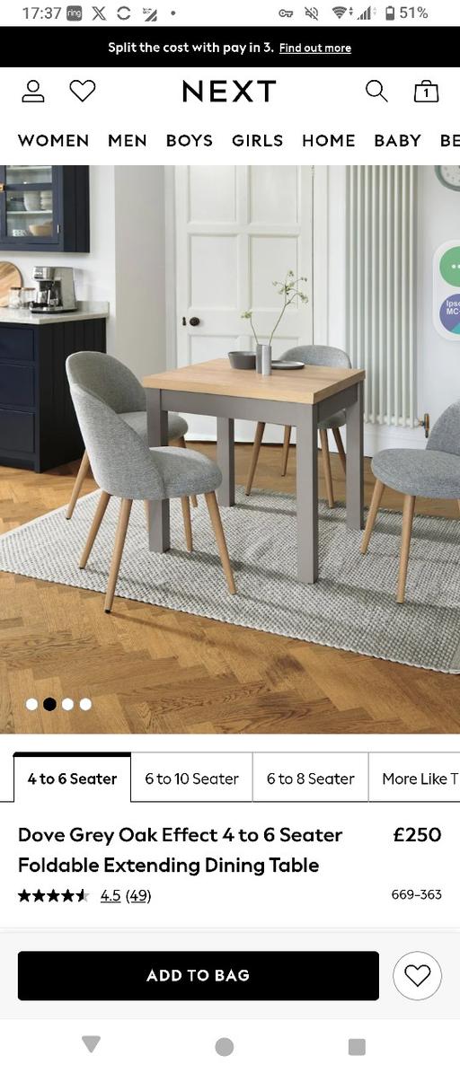 Buy & Sell Long Eaton Erewash - Photos for Next Malvern dove grey extending table