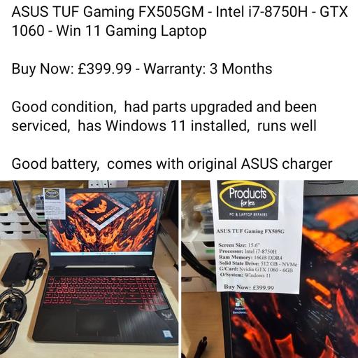 Buy & Sell Wilnecote Tamworth - Photos for asus tuf gaming fx505gm - intel i7-8750h