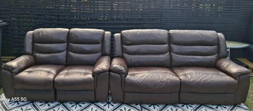 Buy & Sell Wednesfield Wolverhampton - Photos for Brown Real Leather Sofas ..3+2