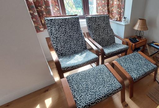 Buy & Sell Leighton Buzzard Central Bedfordshire - Photos for 2 IKEA POÄNG chairs with footstools