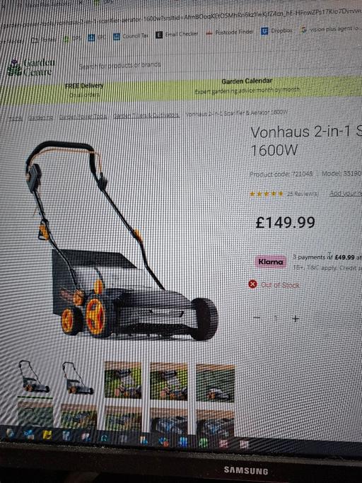 Buy & Sell Baldock North Hertfordshire - Photos for Vonhaus 2 in 1 scarifier and aerator