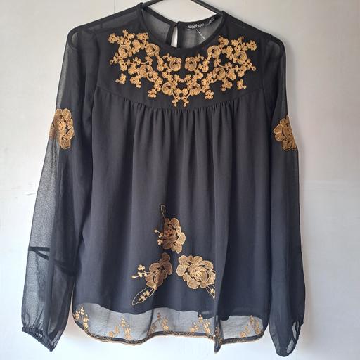 Buy & Sell West Bowling Bradford - Photos for Boohoo Black Embroidered Blouse UK 8