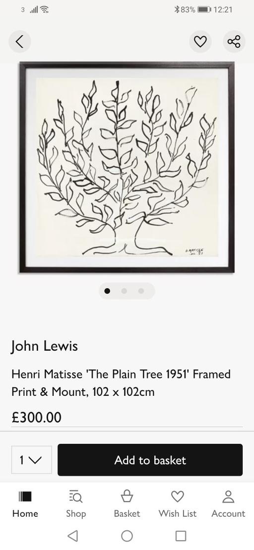 Buy & Sell Heath Town Wolverhampton - Photos for New H. Matisse 'the plain tree' large print
