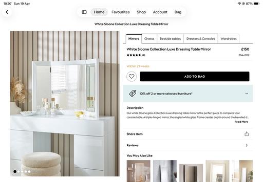 Buy & Sell New Malden Kingston upon Thames - Photos for Next Sloane Dressing Table Mirror