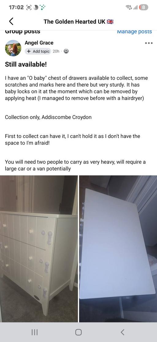 Buy & Sell Thornton Heath Croydon - Photos for baby chest of drawers FREE TO COLLECTOR