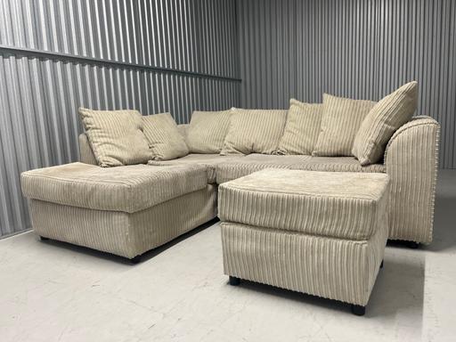 Buy & Sell Camberwell South East London - Photos for Biege L Shaped Corduroy Sofa & Footstool