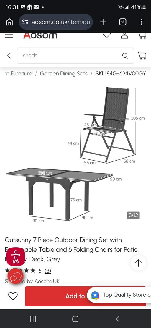 Buy & Sell Rowley Village Sandwell - Photos for Outsunny 7 Piece Outdoor Dining Set with Exte